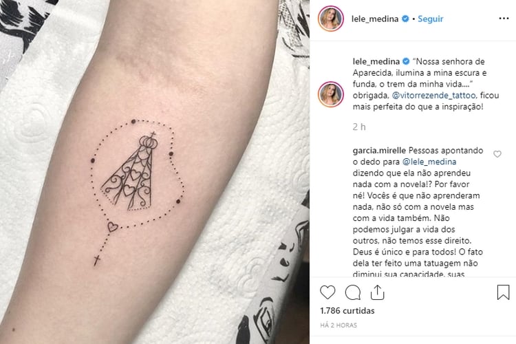 Atriz é criticada nas redes sociais após tatuagem