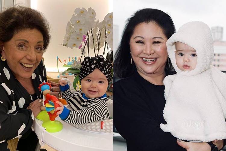 Vovós babonas! Leda Nagle e Dona Kika celebram sete meses de Zoe