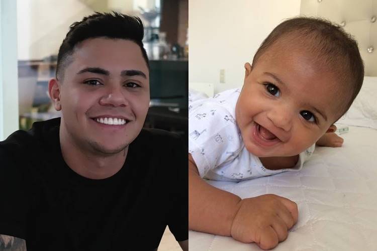 Filho do sertanejo Felipe Araújo celebra cinco meses com festinha e presente de famoso jogador