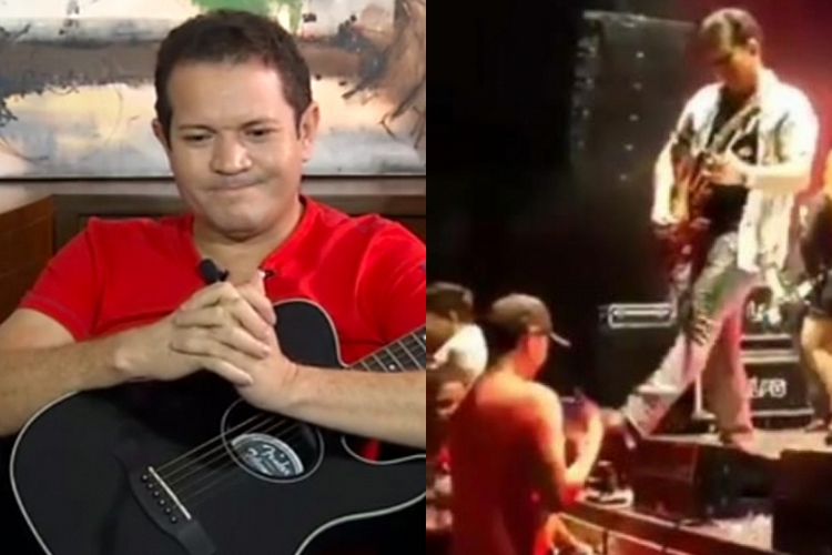 Ximbinha protagoniza confusão durante show e chuta celular de fã