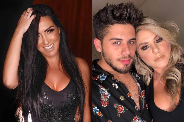Marianne Rabelo, mulher do sertanejo Bruno, paparica Zé Felipe e Poliana durante show