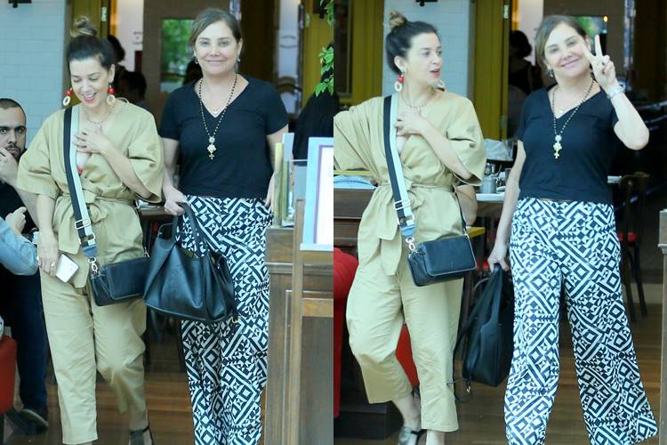 Heloísa Périssé almoça com amiga em restaurante no Rio de Janeiro