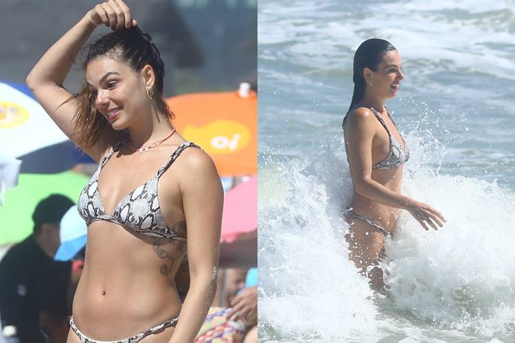 Isis Valverde aproveita dia de sol em praia do Rio de Janeiro