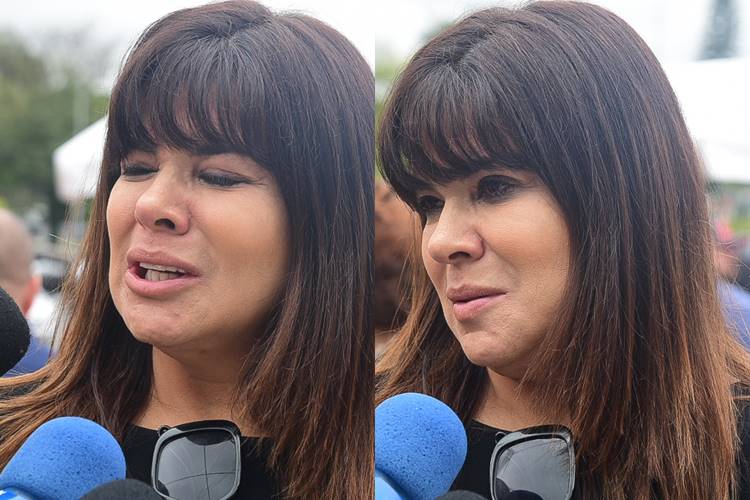 Mara Maravilha chega ao velório de Gugu bastante emocionada