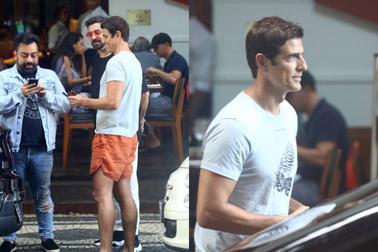 Reynaldo Gianechinni curte almoço com os amigos