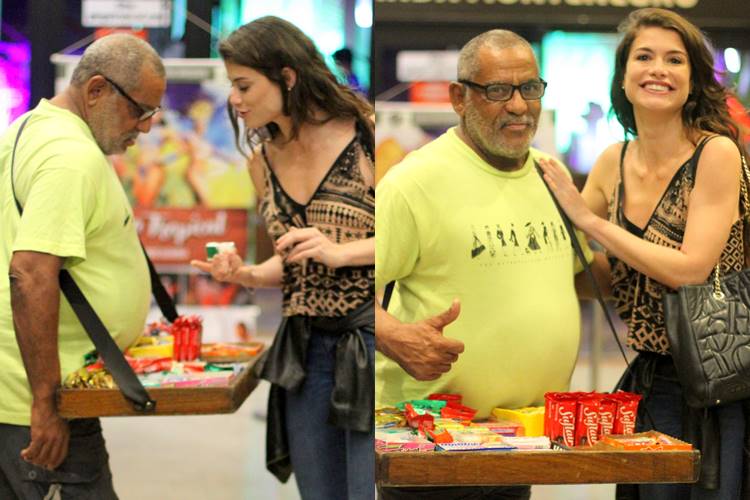 Alinne Moraes distribui carinho aos fãs no Rio de Janeiro