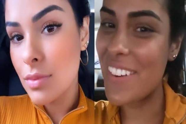Antes e depois do bronzeamento de Munik - Instagram/Reprodução Stories