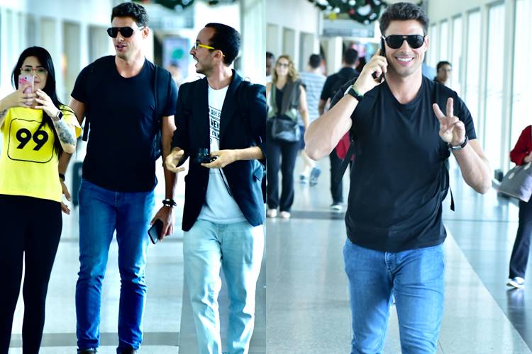 Cauã Reymond desembarca em São Paulo e esbanja simpatia