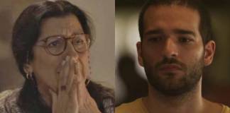 Lurdes fica chocada ao descobrir que Sandro não é Domênico em ‘Amor de Mãe’ Lurdes (Regina Casé) e Sandro (Humberto Carrão) - Foto: TV Globo