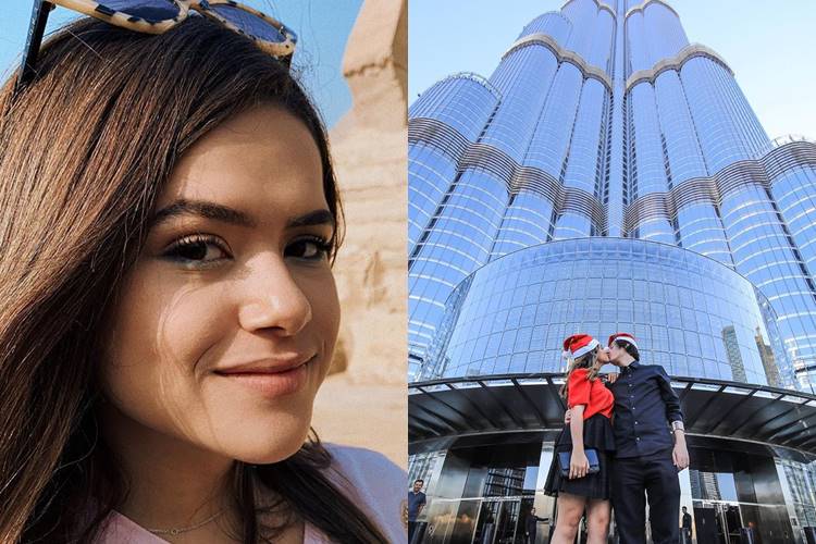 Maisa conhece o prédio mais alto do mundo ao lado do namorado