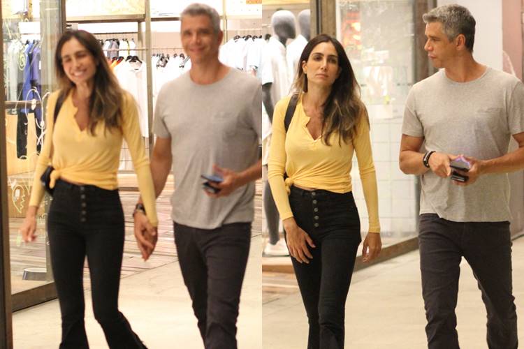 Marcio Garcia esbanja simpatia durante passeio com a esposa