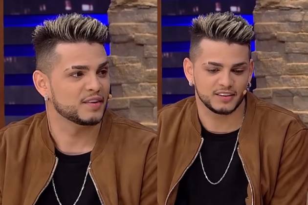 Cantor e funkeiro MC WM durante entrevista no 'Luciana By Night', da RedeTV! - Montagem/Área Vip