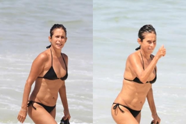 Andrea Beltrão exibe boa forma em dia de praia