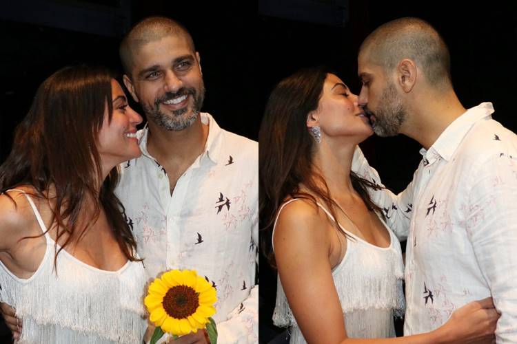 Bruno Cabrerizo exibe novo visual e ganha beijos de Carol Castro