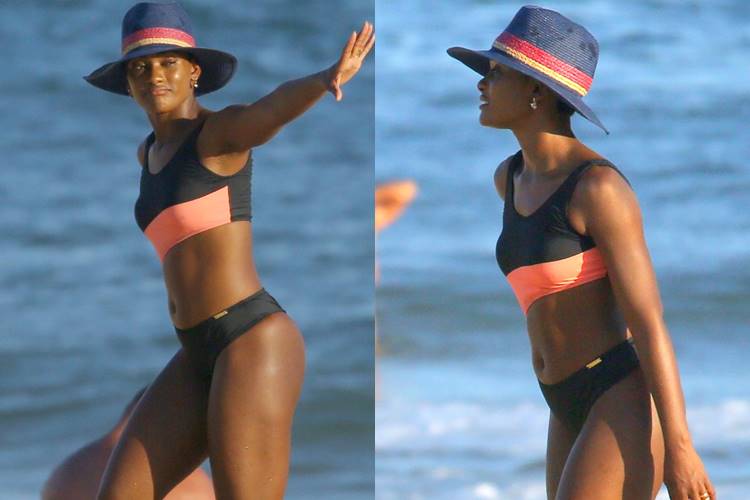 Erika Januza curte descanso em praia do Rio de Janeiro