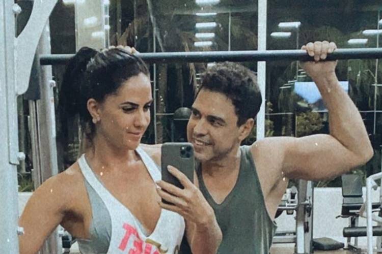 Graciele Lacerda leva Zezé Di Camargo para malhar