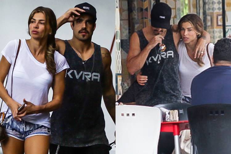 Caio Castro e Grazi Massafera surgem em clima de romance na Barra da Tijuca
