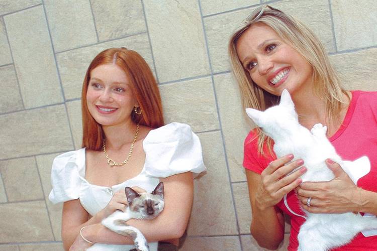 Marina Ruy Barbosa posa com animais do instituto de Luisa Mell