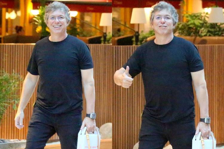 Boninho esbanja simpatia em shopping no Rio de Janeiro