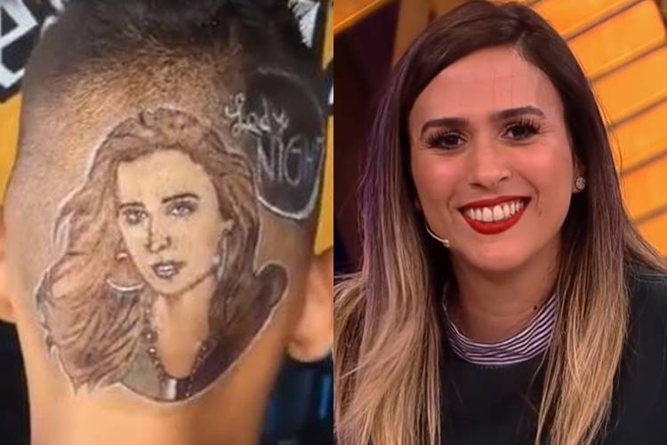 Fã desenha rosto de Tatá Werneck na cabeça