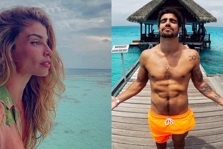 Grazi Massafera e Caio Castro posam em cenário paradisíaco