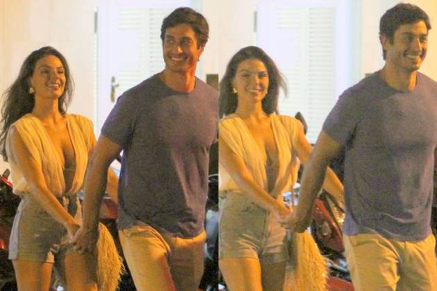 Isis Valverde e o marido, André Resende, em um restaurante no Leblon - AgNews/Daniel Delmiro