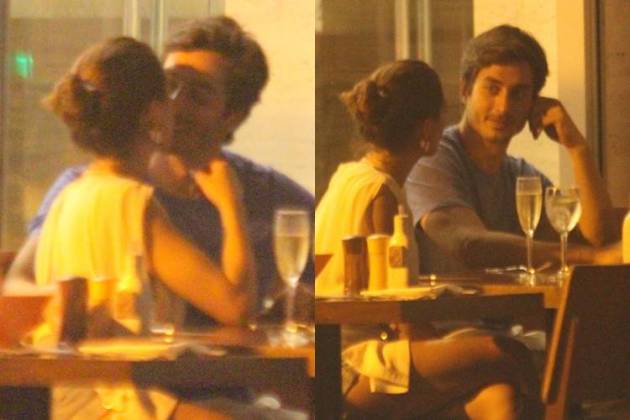 Isis Valverde e o marido, André Resende, em um restaurante no Leblon - AgNews/Daniel Delmiro