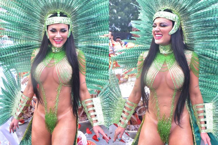 Juju Salimeni surge morena para desfile de Carnaval em São Paulo