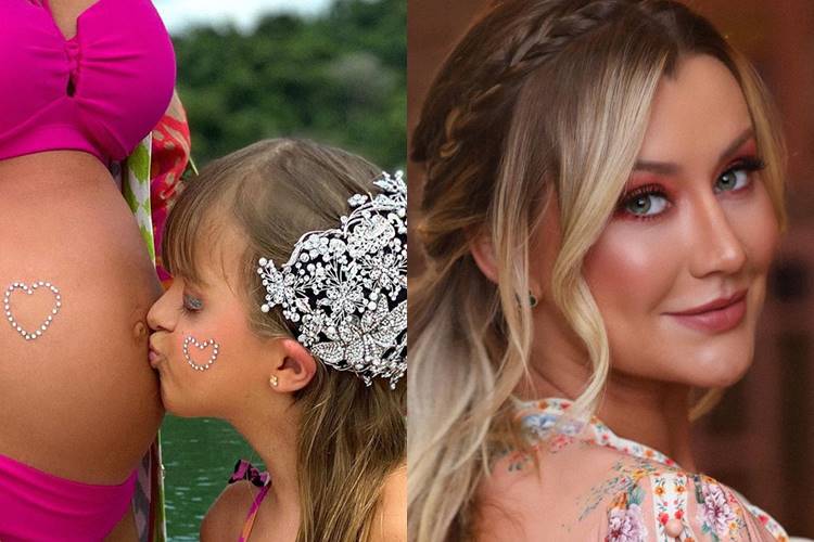 Rafa Justus dá beijo na barriguinha de grávida de Ana Paula Siebert