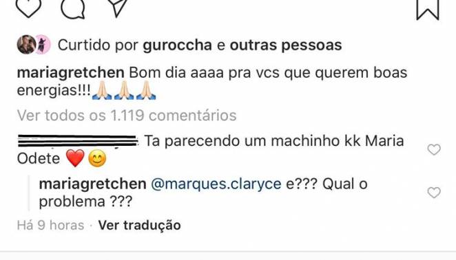 Gretchen responde internauta - Reprodução/Instagram