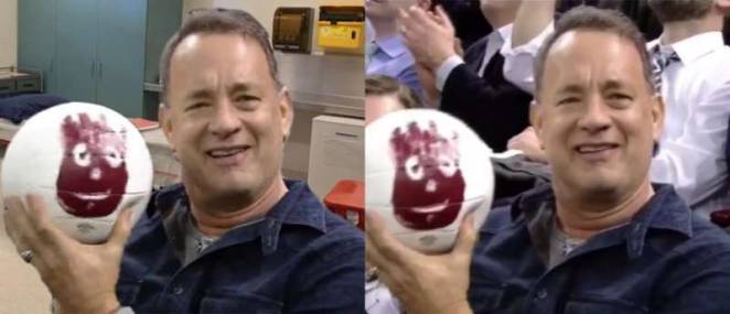BB119Y3X Imagem de Tom Hanks junto com “Wilson” em hospital é montagem