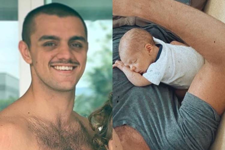 Felipe Simas mostra momento fofo do filho recém-nascido