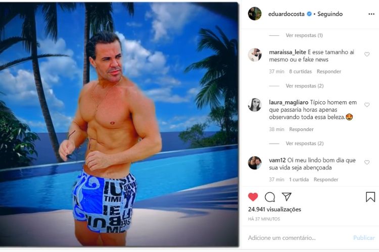Eduardo Costa e os comentários - Reprodução: Instagram