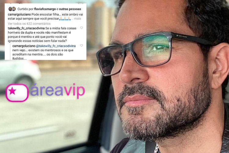 Resposta que o cantor sertanejo Luciano Camargo deu a seguidora - Reprodução: Instagram (Montagem: Área VIP)