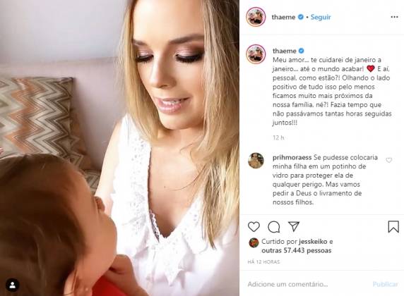 Thaeme Mariôto e filha Liz reprodução Instagram