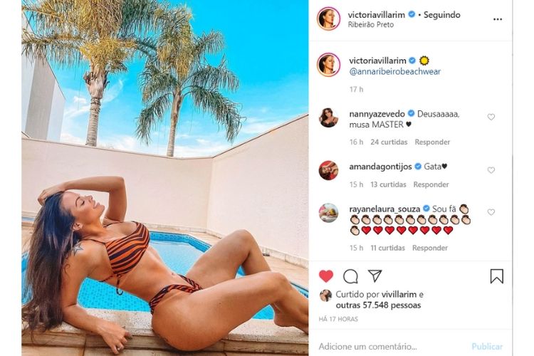 A foto compartilhada pela modelo Victória Villarim, através de seu perfil no Instagram - Reprodução: Instagram