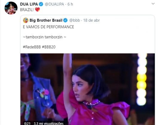 Dua Lipa reprodução Twitter