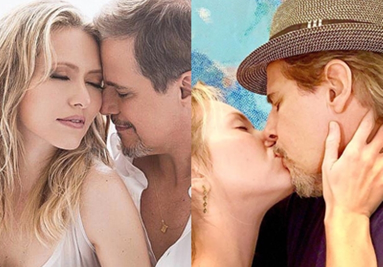 Ao lado da mulher, Edson Celulari comemora ‘Dia Internacional do Beijo’