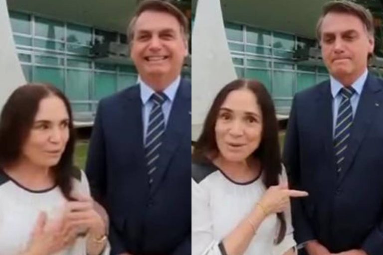 Regina Duarte surge ao lado de Bolsonaro, e presidente dispara: “Querem desestabilizar a gente”