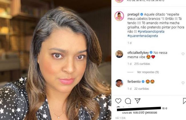 Preta Gil mostra fios grisalhos e diz: “Respeite meus cabelos brancos“