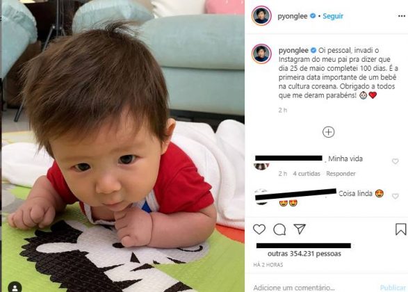 Pyong Lee comemora 100 dias do nascimento do filho