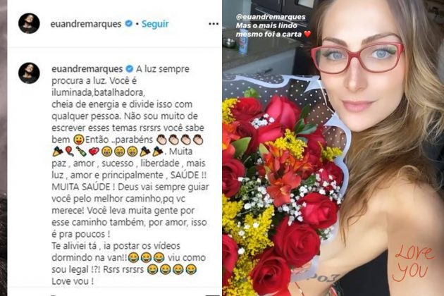 Namorada de André Marques se emociona com presente