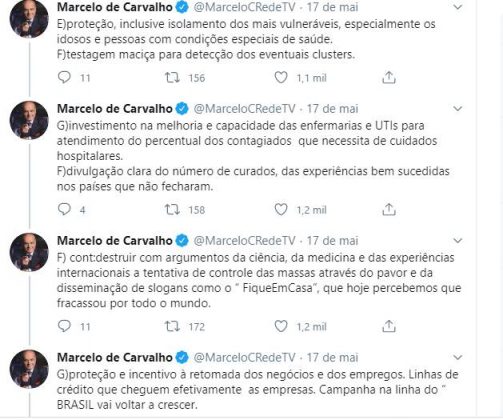 Marcelo de Carvalho defende fim do isolamento social