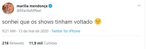 Previsão? Sertaneja Marília Mendonça tem sonho envolvendo o coronavírus