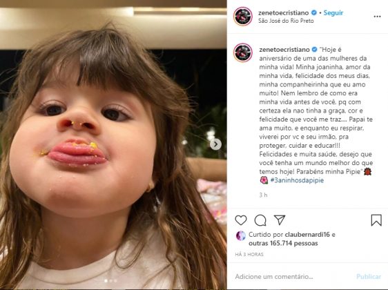 Pietra filho do sertanejo Cristiano reprodução Instagram