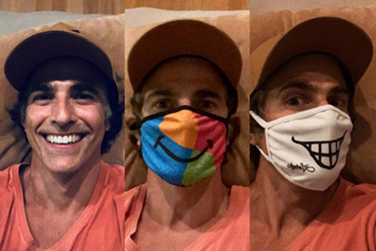 Reynaldo Gianecchini diverte fãs com máscaras diferentes
