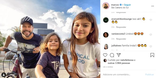 Sertanejo Marcos com os filhos reprodução Instagram