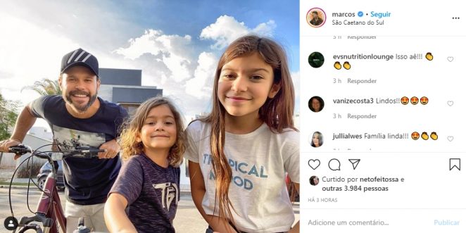 Sertanejo Marcos com os filhos reprodução Instagram Sertanejo Marcos com os filhos reprodução Instagram