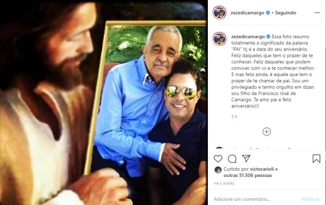 Sertanejo Zezé Di Camargo reprodução Instagram