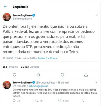Bruno Gagliasso detona governo Bolsonaro